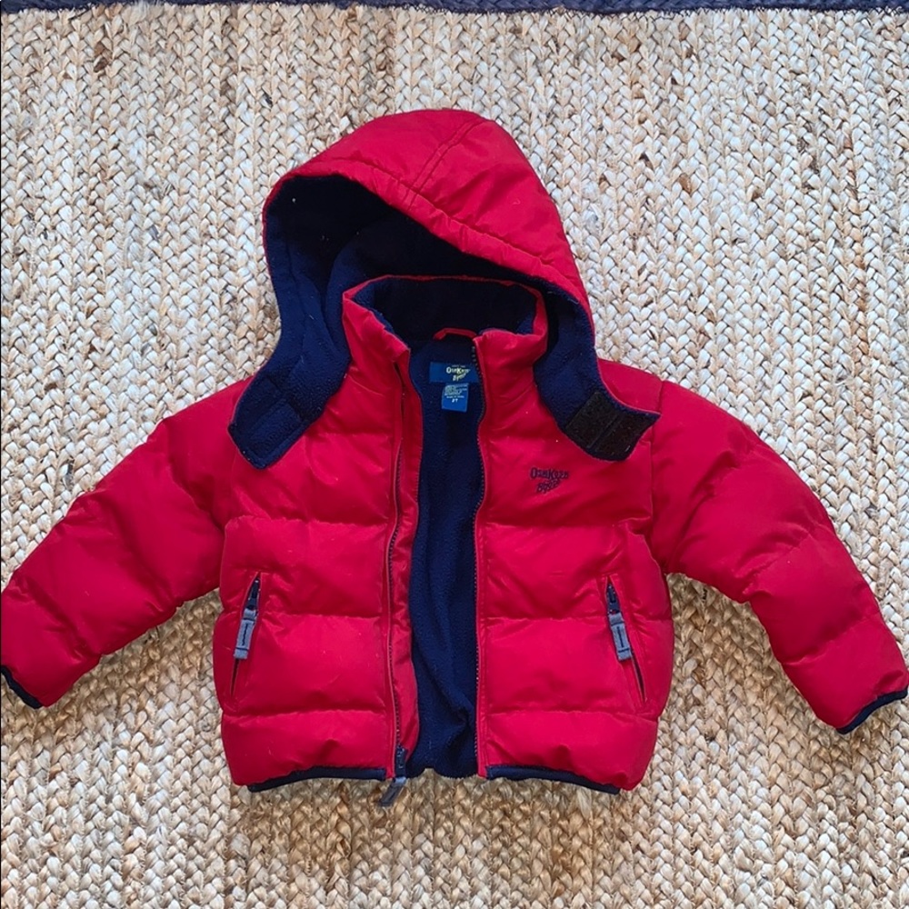 Oshkosh boys puffer jacket 2T red navy